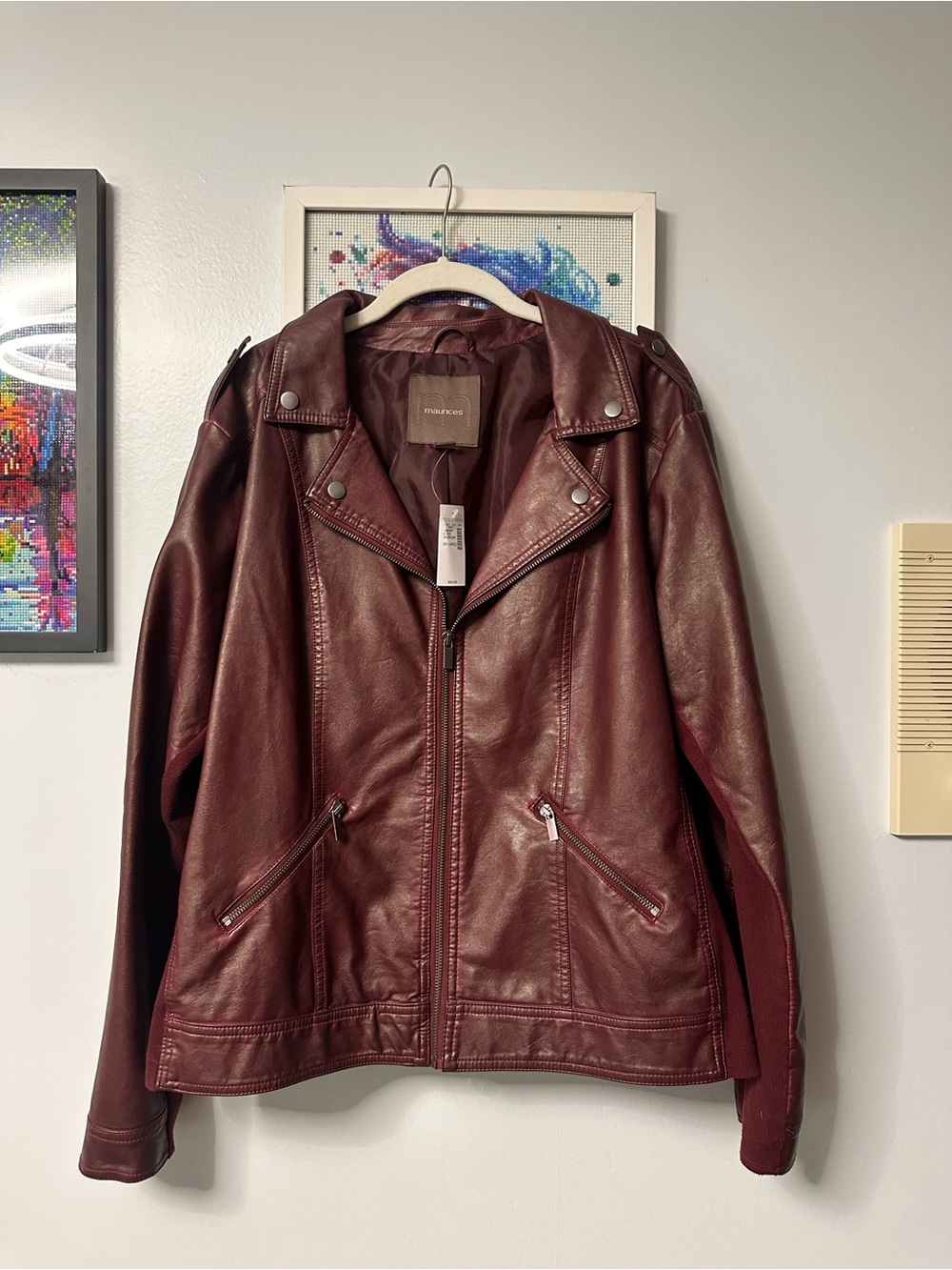 Maurices Burgundy Leather Moto Jacket